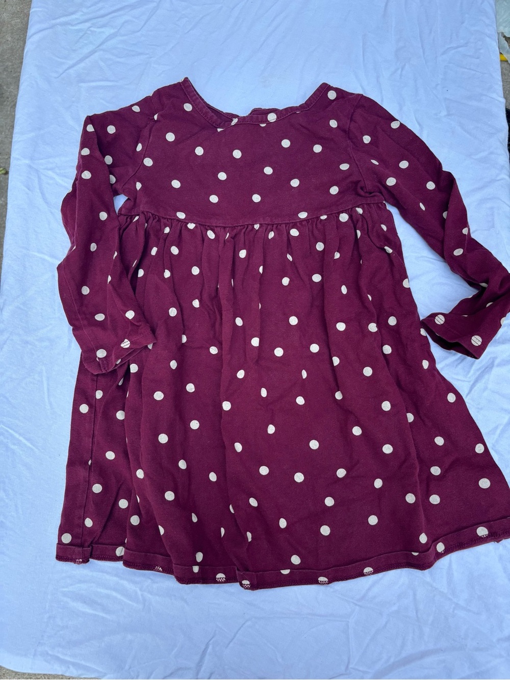 Cat & Jack Burgundy Polka Dot Long Sleeve Dress